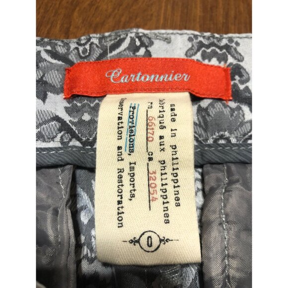 Anthropologie Cartonnier Grey Silver Tapestry Charlie Ankle Pencil Pants 0 - Picture 4 of 11